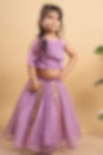 Lavender Organza & Silk Embroidered Lehenga Set For Girls by  Kirti Agarwal Pret n Couture at Pernia's Pop Up Shop