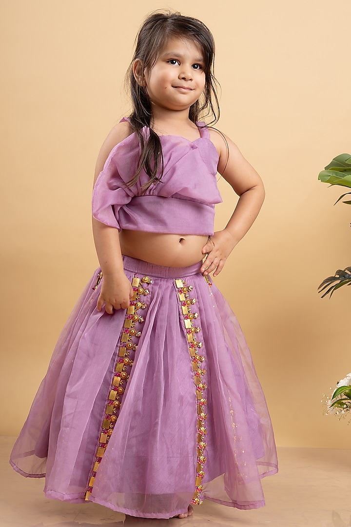 Lavender Organza & Silk Embroidered Lehenga Set For Girls by  Kirti Agarwal Pret n Couture at Pernia's Pop Up Shop