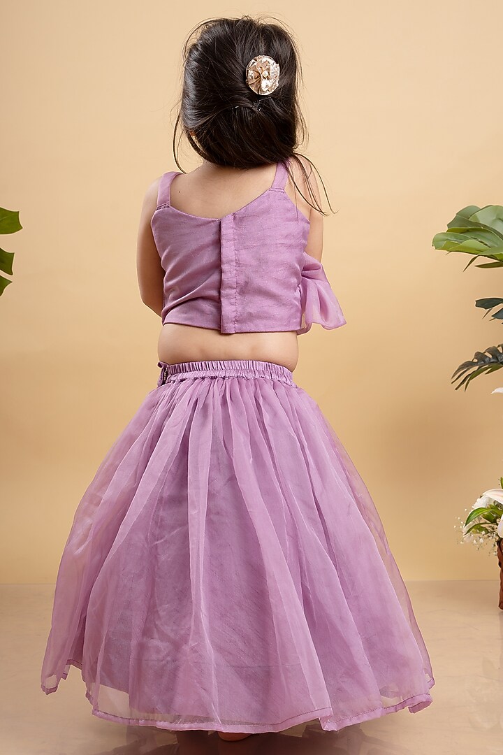 Lavender Organza & Silk Embroidered Lehenga Set For Girls by Kirti Agarwal Pret n Couture at Pernia's Pop Up Shop