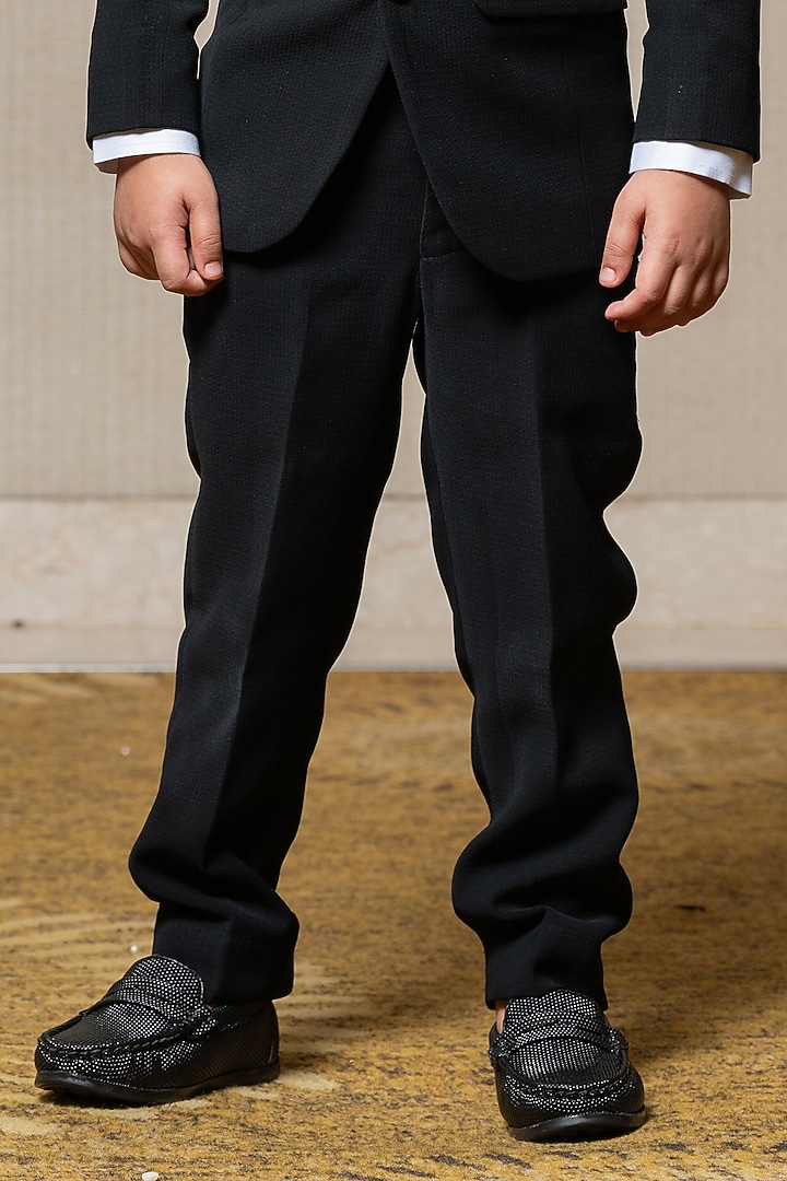 Black Armani Fabric & Giza Cotton Blazer Set For Boys by Kirti Agarwal Pret n Couture at Pernia's Pop Up Shop