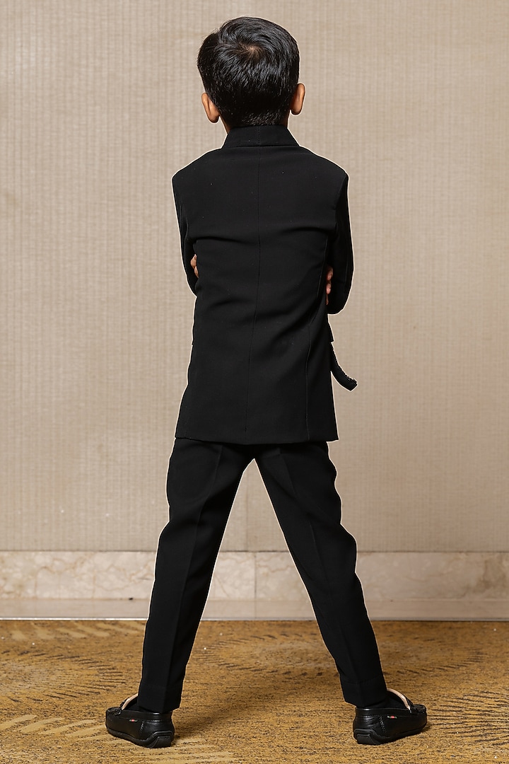 Black Armani Fabric & Giza Cotton Embroidered Blazer Set For Boys by  Kirti Agarwal Pret n Couture at Pernia's Pop Up Shop