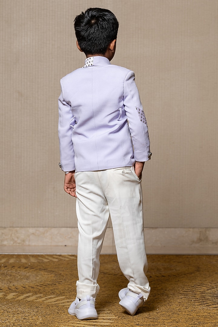 Lavender Armani Fabric & Giza Cotton Embroidered Blazer Set For Boys by  Kirti Agarwal Pret n Couture at Pernia's Pop Up Shop