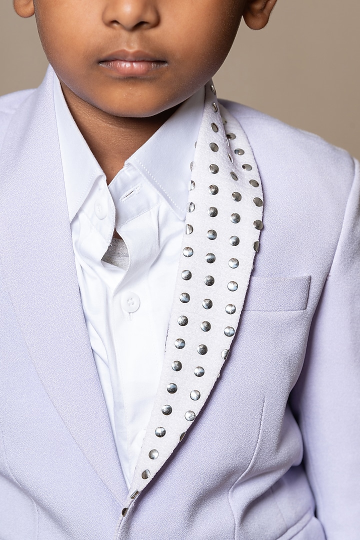 Lavender Armani Fabric & Giza Cotton Embroidered Blazer Set For Boys by  Kirti Agarwal Pret n Couture at Pernia's Pop Up Shop