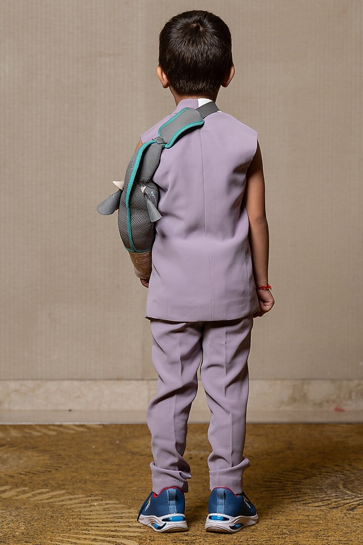 Lavender Armani Fabric Blazer Set For Boys by Kirti Agarwal Pret n Couture at Pernia's Pop Up Shop