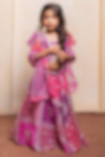 Pink & Purple Organza Printed Lehenga Set For Girls by Kirti Agarwal Pret n Couture at Pernia's Pop Up Shop