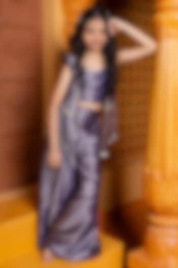 Purple Silk Brocade Jacket Set For Girls by Kirti Agarwal Pret n Couture at Pernia's Pop Up Shop