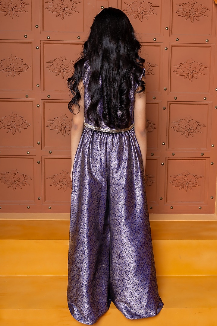 Purple Silk Brocade Jacket Set For Girls by Kirti Agarwal Pret n Couture at Pernia's Pop Up Shop