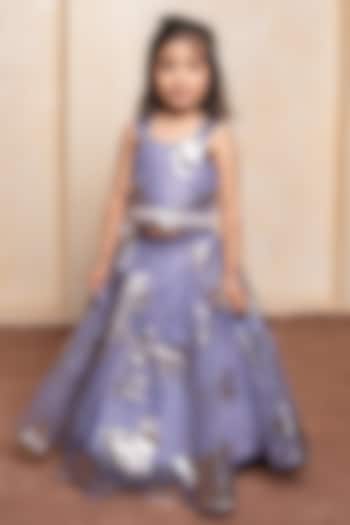 Purple Foil Organza Lehenga Set For Girls by Kirti Agarwal Pret n Couture at Pernia's Pop Up Shop