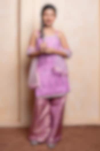 Lavender Brocade Silk Sharara Set For Girls by Kirti Agarwal Pret n Couture at Pernia's Pop Up Shop
