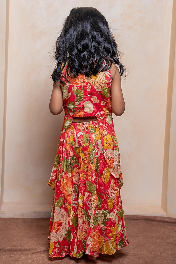 Multi-Colored Brocade Silk Palazzo Pant Set For Girls by Kirti Agarwal Pret n Couture at Pernia's Pop Up Shop