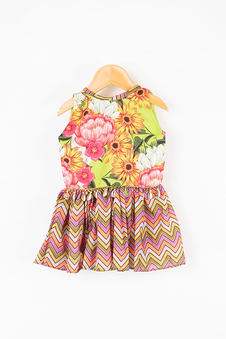 Lime Floral Printed Sharara Set For Girls by Kirti Agarwal Pret n Couture at Pernia's Pop Up Shop