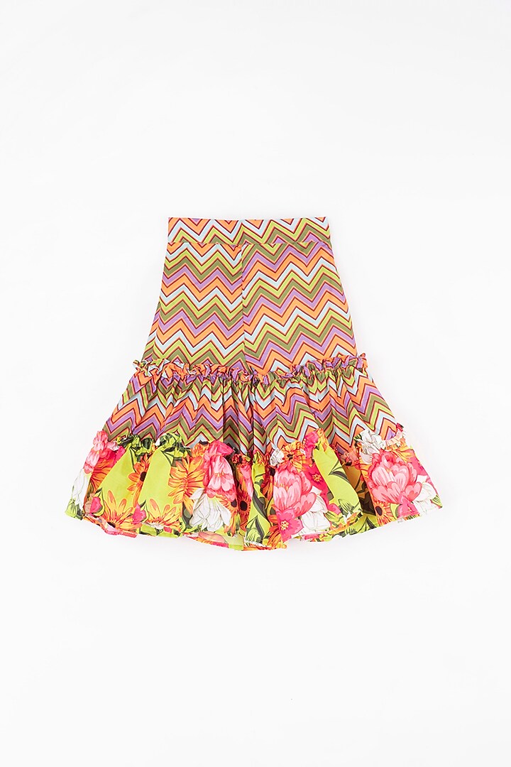 Lime Floral Printed Sharara Set For Girls by Kirti Agarwal Pret n Couture at Pernia's Pop Up Shop