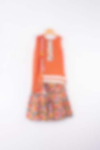 Orange Floral Printed Sharara Set For Girls by  Kirti Agarwal Pret n Couture at Pernia's Pop Up Shop