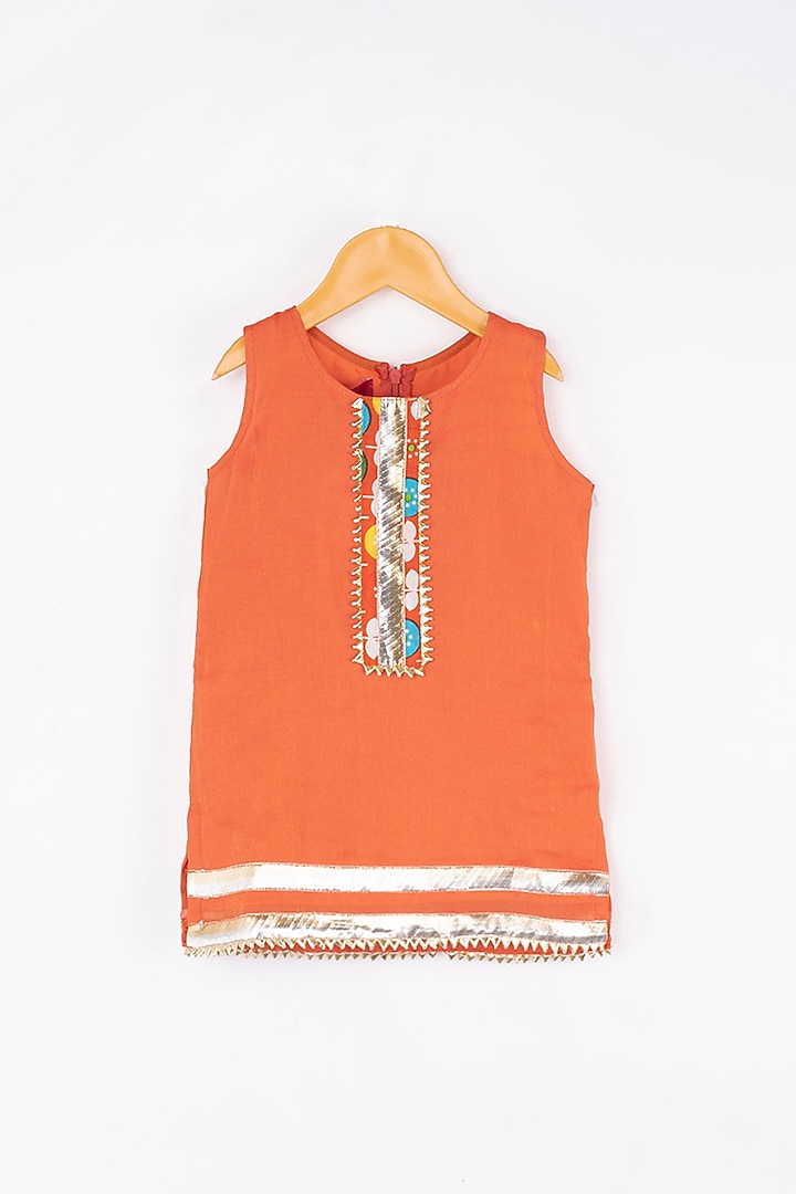 Orange Floral Printed Sharara Set For Girls by Kirti Agarwal Pret n Couture at Pernia's Pop Up Shop