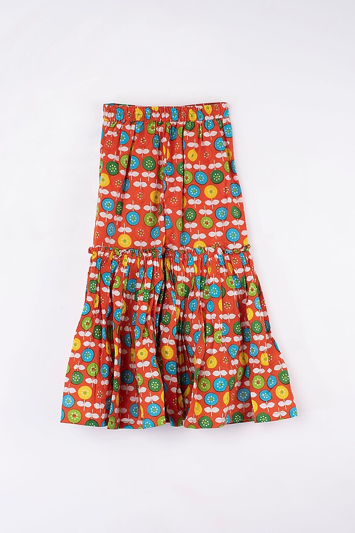 Orange Floral Printed Sharara Set For Girls by Kirti Agarwal Pret n Couture at Pernia's Pop Up Shop