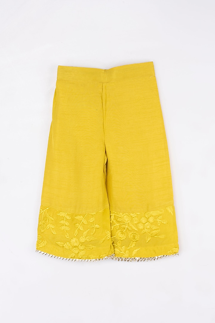 Deep Yellow Embroidered Short Kurta Set For Girls by Kirti Agarwal Pret n Couture at Pernia's Pop Up Shop