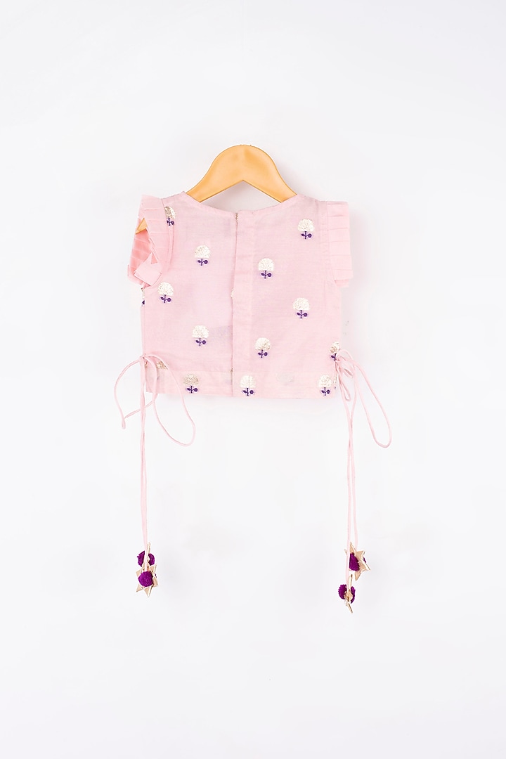 Pink Hand Embroidered Pleated Skirt Set For Girls by Kirti Agarwal Pret n Couture at Pernia's Pop Up Shop