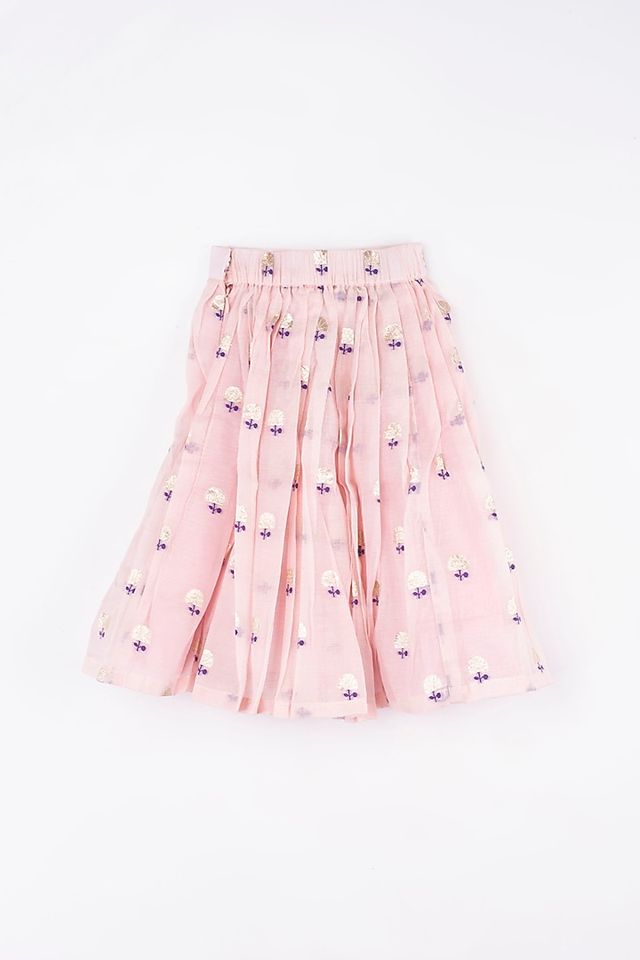 Pink Hand Embroidered Pleated Skirt Set For Girls by Kirti Agarwal Pret n Couture at Pernia's Pop Up Shop