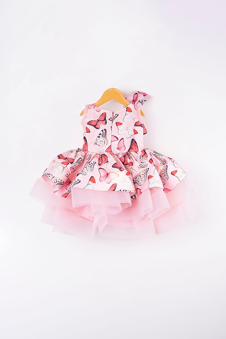Baby Pink Printed Three-Tiered Frock For Girls by Kirti Agarwal Pret n Couture at Pernia's Pop Up Shop