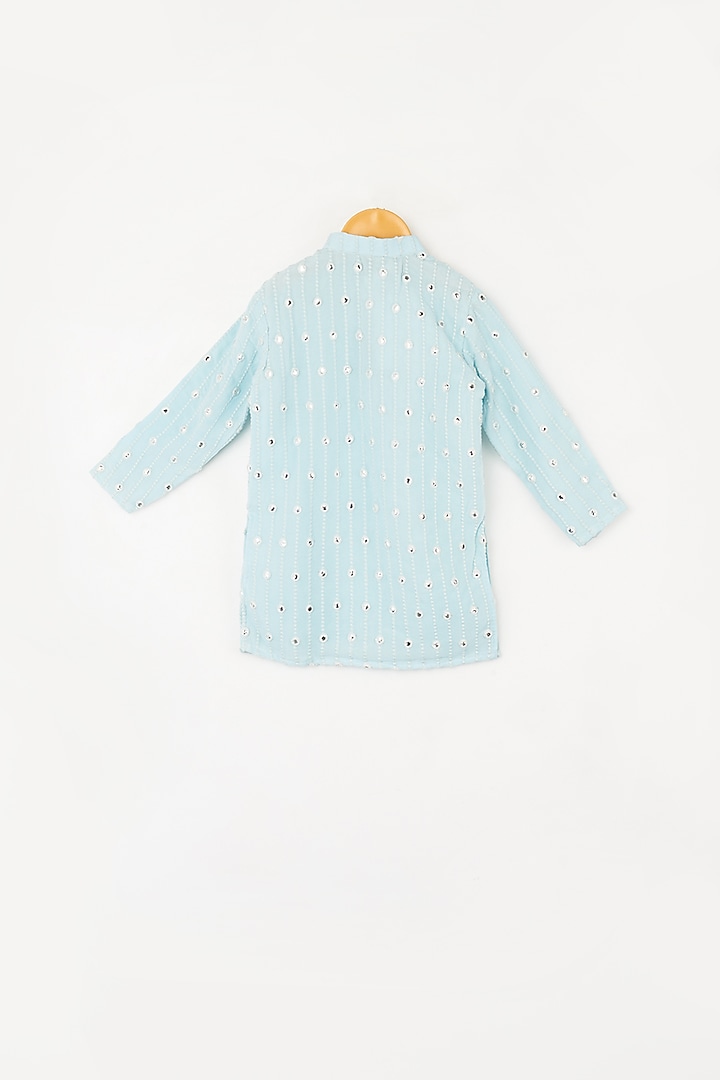 Ice Blue Embroidered Kurta Set For Boys by Kirti Agarwal Pret n Couture at Pernia's Pop Up Shop