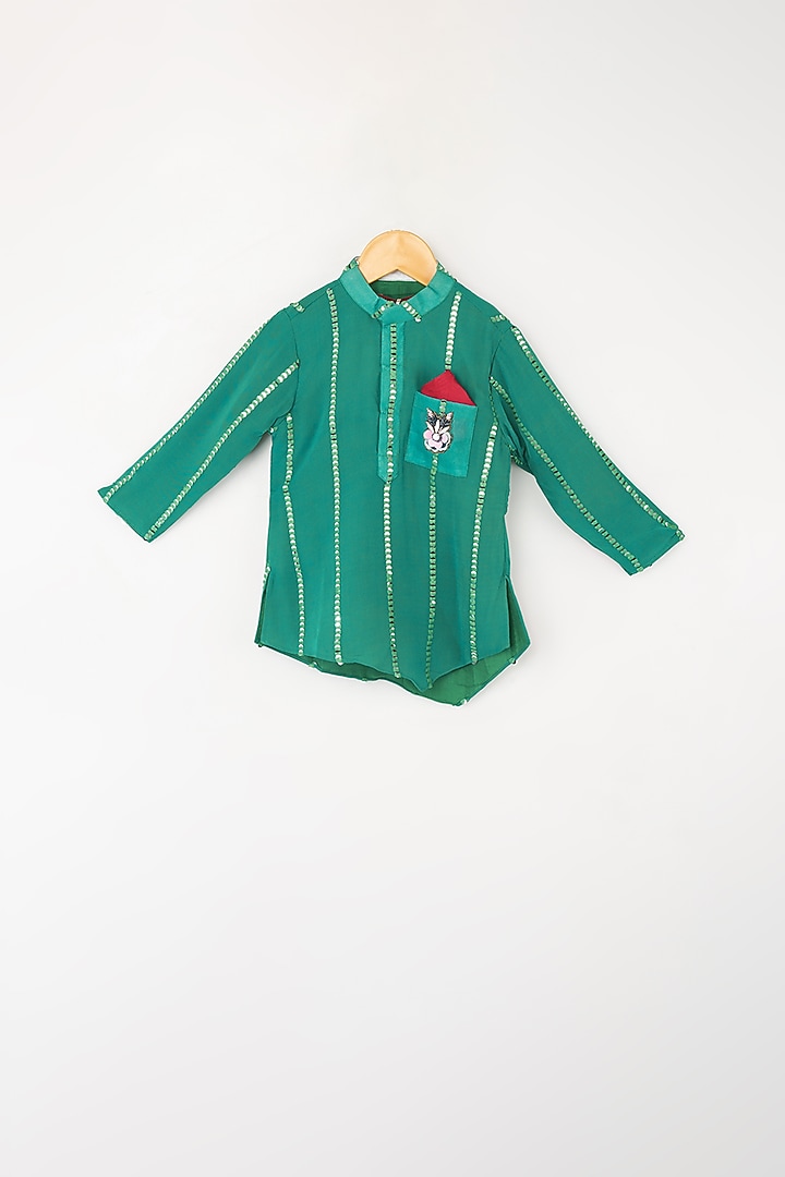 Blue Lagoon Embroidered Kurta Set For Boys by Kirti Agarwal Pret n Couture at Pernia's Pop Up Shop