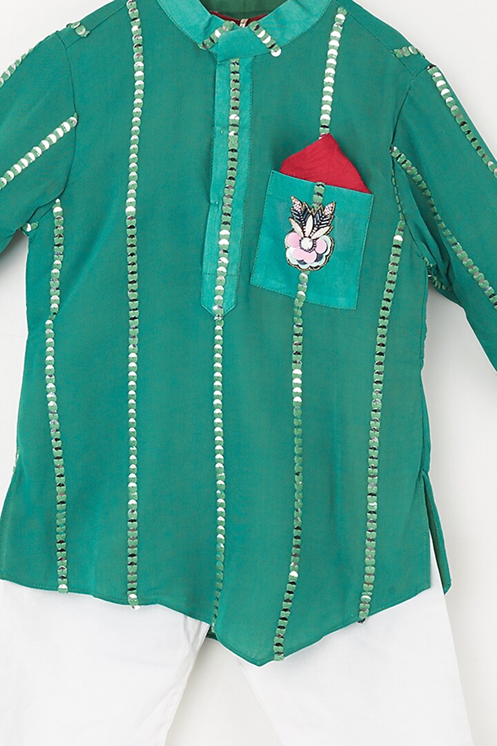 Blue Lagoon Embroidered Kurta Set For Boys by Kirti Agarwal Pret n Couture at Pernia's Pop Up Shop