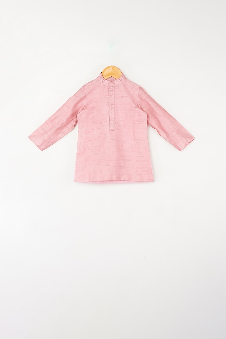 Baby Pink & Green Kurta Set With Bundi Jacket For Boys by Kirti Agarwal Pret n Couture at Pernia's Pop Up Shop