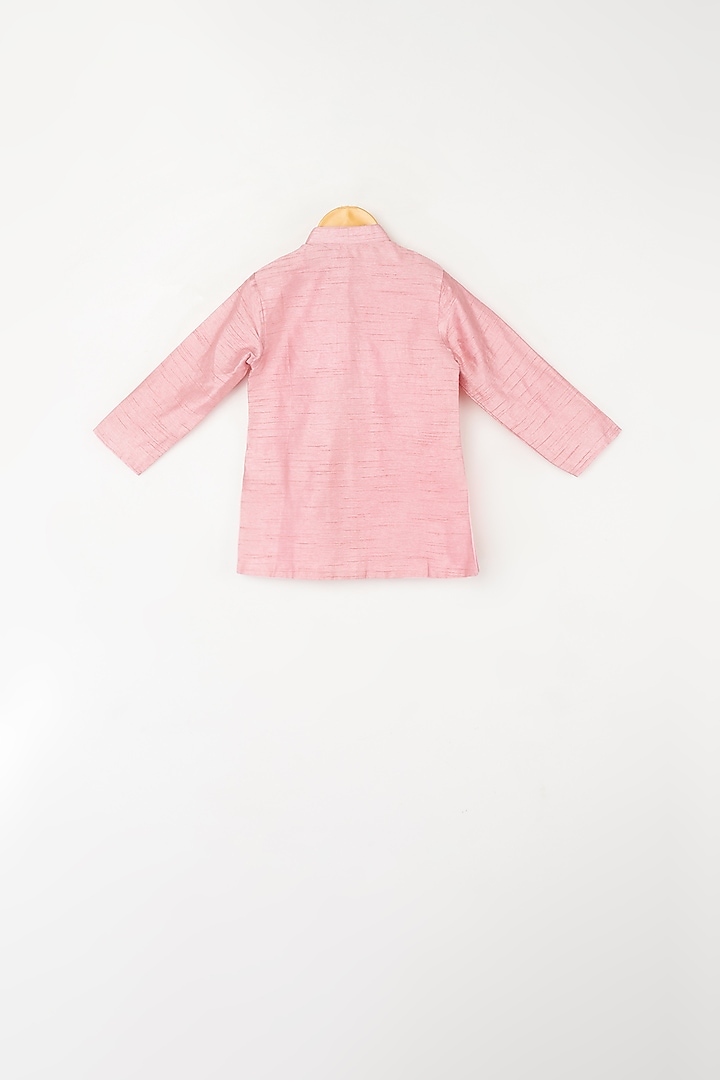 Baby Pink & Green Kurta Set With Bundi Jacket For Boys by Kirti Agarwal Pret n Couture at Pernia's Pop Up Shop