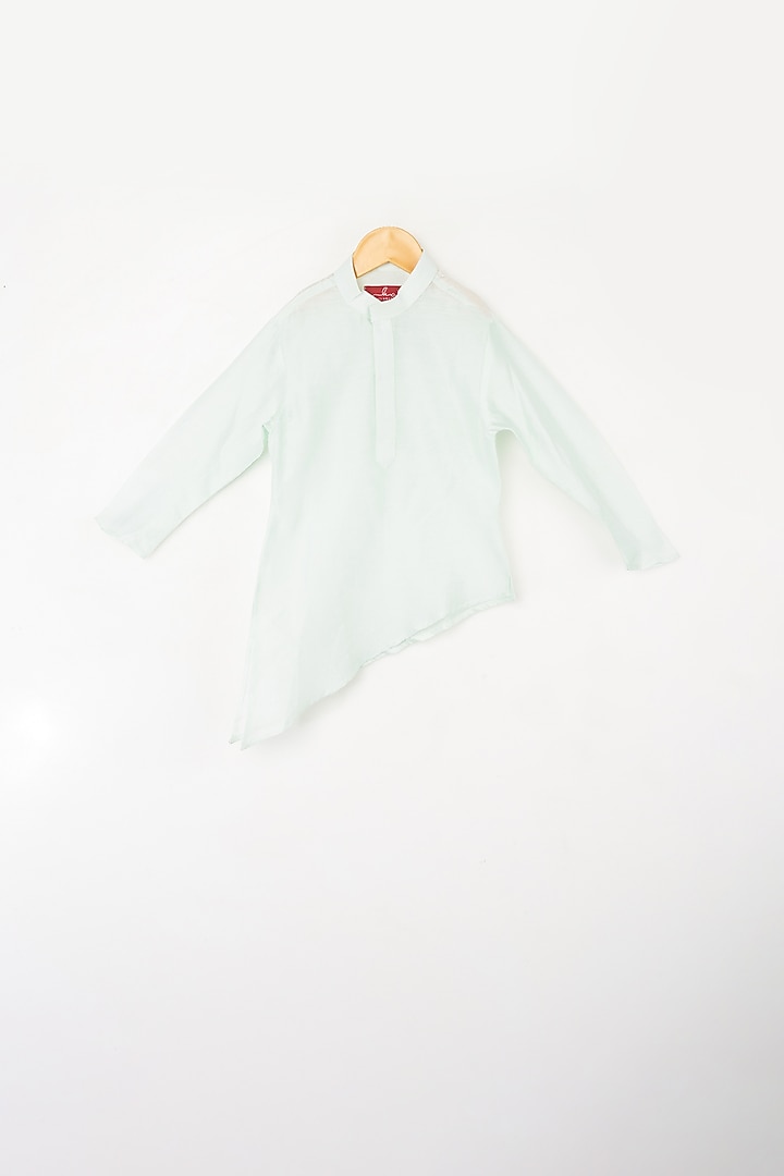Mint Blue Kurta Set With Embroidered Nehru Jacket For Boys by Kirti Agarwal Pret n Couture at Pernia's Pop Up Shop