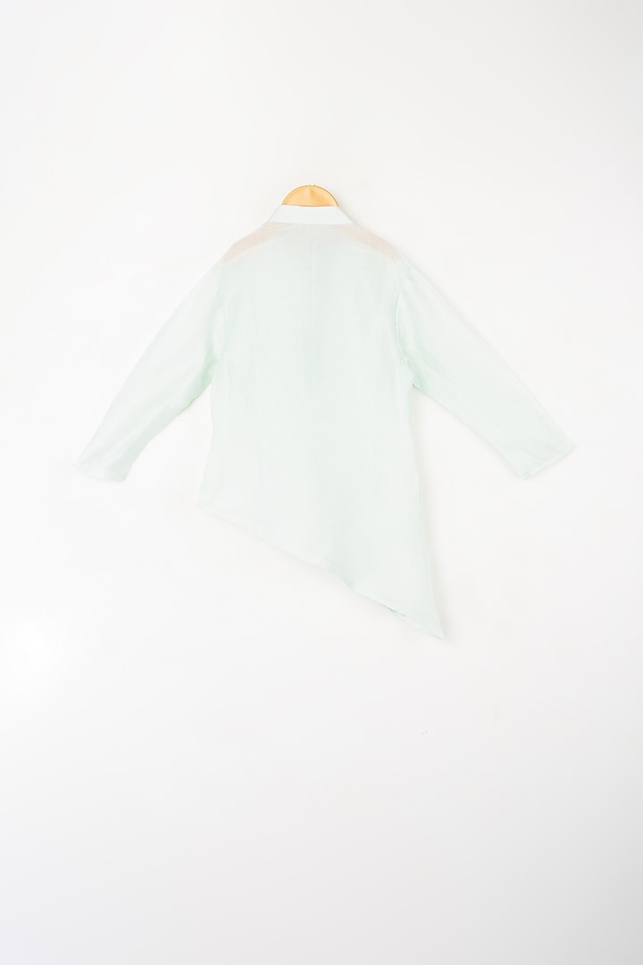 Mint Blue Kurta Set With Embroidered Nehru Jacket For Boys by Kirti Agarwal Pret n Couture at Pernia's Pop Up Shop