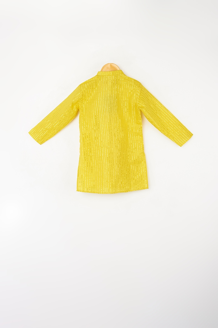 Yellow Kurta Set With Embroidered Nehru Jacket For Boys by Kirti Agarwal Pret n Couture at Pernia's Pop Up Shop