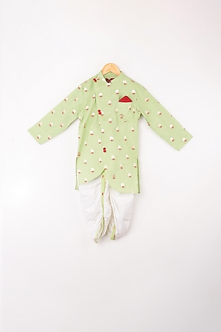 Lime Green Kurta Set For Boys by Kirti Agarwal Pret n Couture