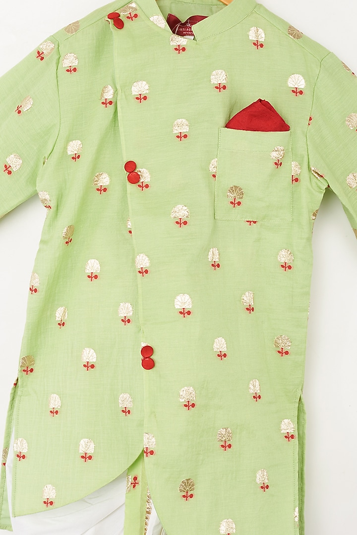 Lime Green Kurta Set For Boys by Kirti Agarwal Pret n Couture at Pernia's Pop Up Shop