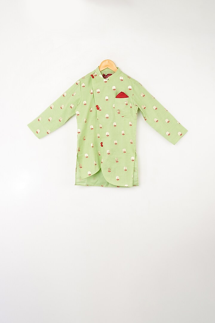 Lime Green Kurta Set For Boys by Kirti Agarwal Pret n Couture at Pernia's Pop Up Shop