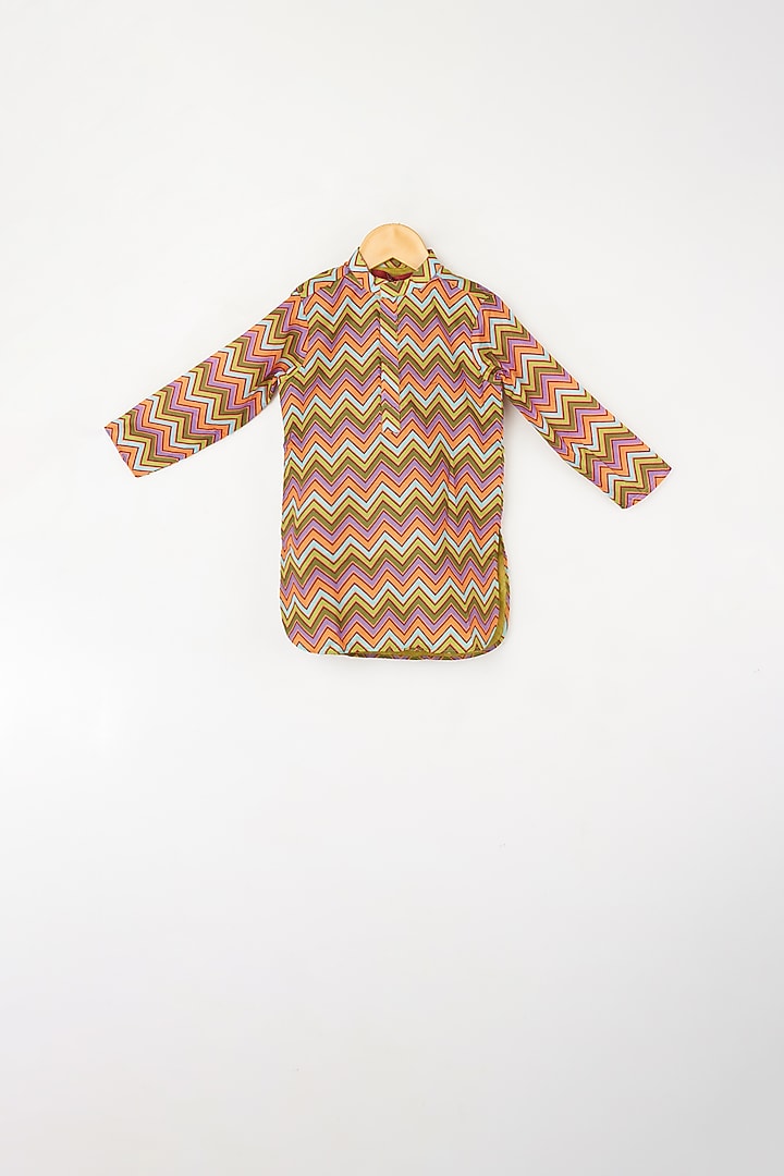 Multi-Colour Kurta Set With Purple Bundi Jacket For Boys by Kirti Agarwal Pret n Couture at Pernia's Pop Up Shop