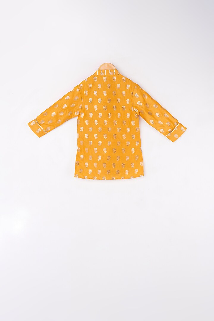 Yellow Brocade Kurta Set For Boys by Kirti Agarwal Pret n Couture at Pernia's Pop Up Shop