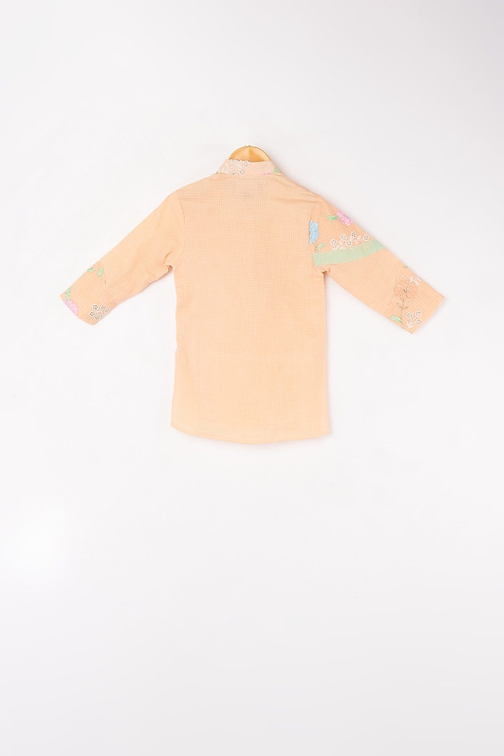 Peach & Beige Kurta Set For Boys by Kirti Agarwal Pret n Couture at Pernia's Pop Up Shop