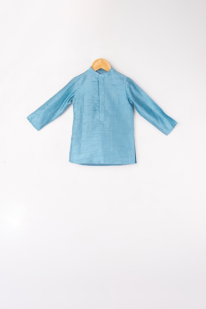 Paisley Blue & Pink Kurta Set With Bundi Jacket For Boys by Kirti Agarwal Pret n Couture at Pernia's Pop Up Shop