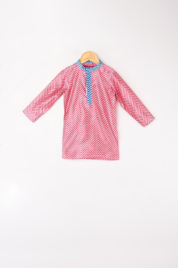 Yellow & Pink Kurta Set With Bundi Jacket For Boys by Kirti Agarwal Pret n Couture at Pernia's Pop Up Shop