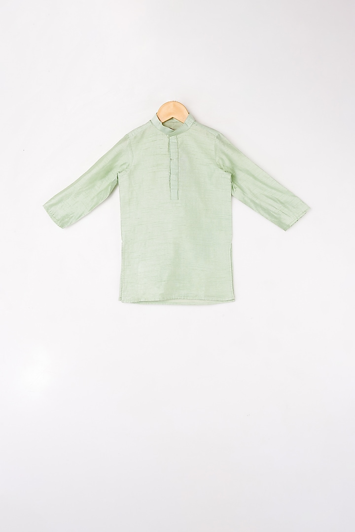 Mint Green Kurta Set With Embroidered Bundi Jacket For Boys by Kirti Agarwal Pret n Couture at Pernia's Pop Up Shop