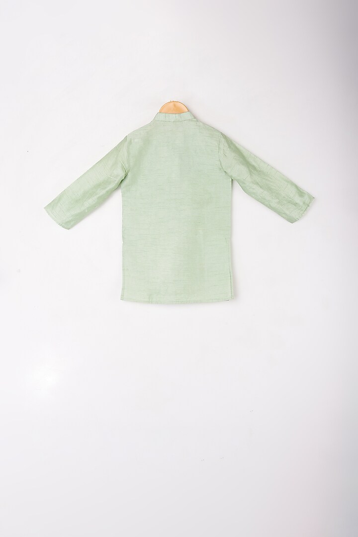 Mint Green Kurta Set With Embroidered Bundi Jacket For Boys by Kirti Agarwal Pret n Couture at Pernia's Pop Up Shop