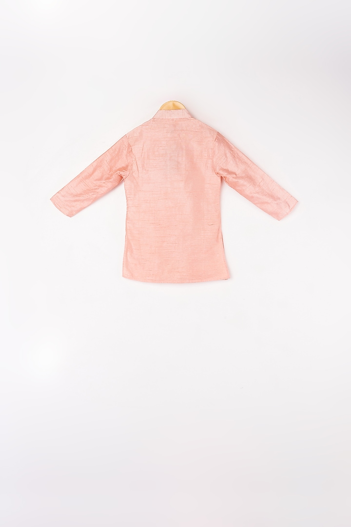 Peach Kurta Set With Embroidered Bundi Jacket For Boys by Kirti Agarwal Pret n Couture at Pernia's Pop Up Shop
