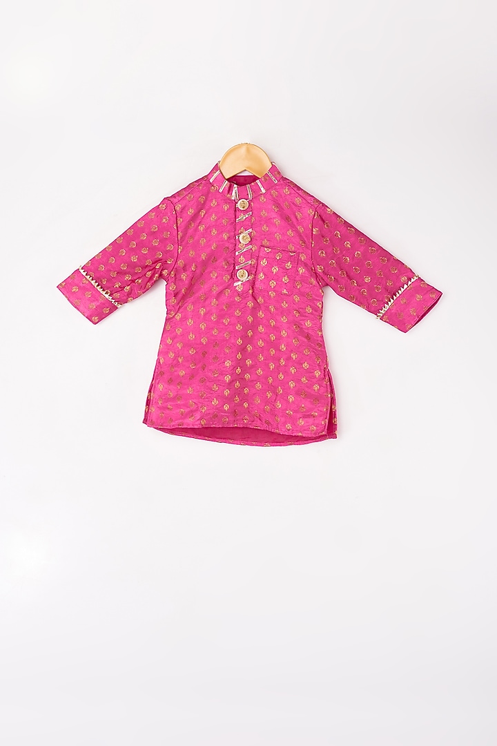 Fuchsia Brocade Kurta Set For Boys by Kirti Agarwal Pret n Couture at Pernia's Pop Up Shop