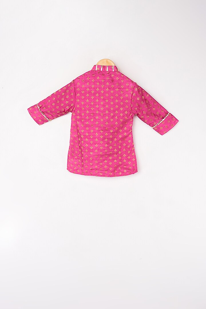 Fuchsia Brocade Kurta Set For Boys by Kirti Agarwal Pret n Couture at Pernia's Pop Up Shop
