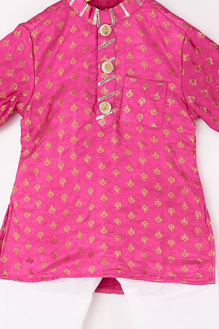 Fuchsia Brocade Kurta Set For Boys by Kirti Agarwal Pret n Couture at Pernia's Pop Up Shop