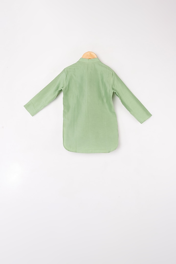 Absinthe Green Kurta Set With Embroidered Bundi Jacket For Boys by Kirti Agarwal Pret n Couture at Pernia's Pop Up Shop