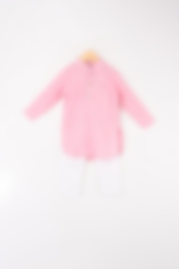 Baby Pink Embroidered Kurta Set For Boys by Kirti Agarwal Pret n Couture at Pernia's Pop Up Shop