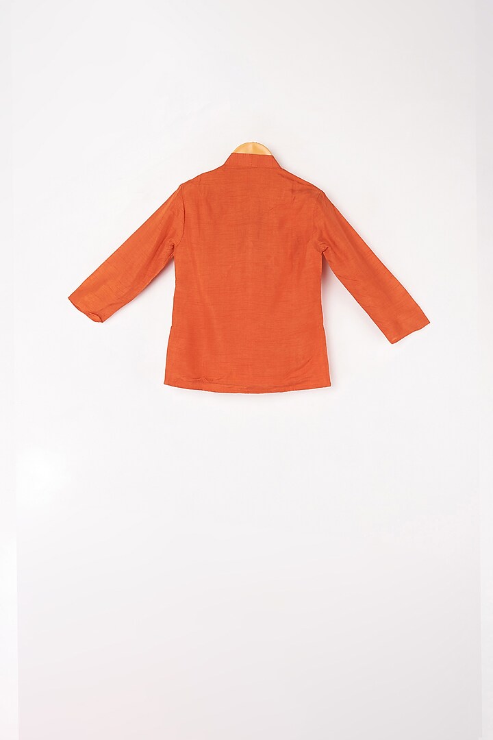Burnt Orange Kurta Set With Multi-Color Jacket For Boys by Kirti Agarwal Pret n Couture at Pernia's Pop Up Shop