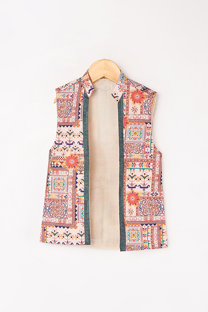 Burnt Orange Kurta Set With Multi-Color Jacket For Boys by Kirti Agarwal Pret n Couture at Pernia's Pop Up Shop