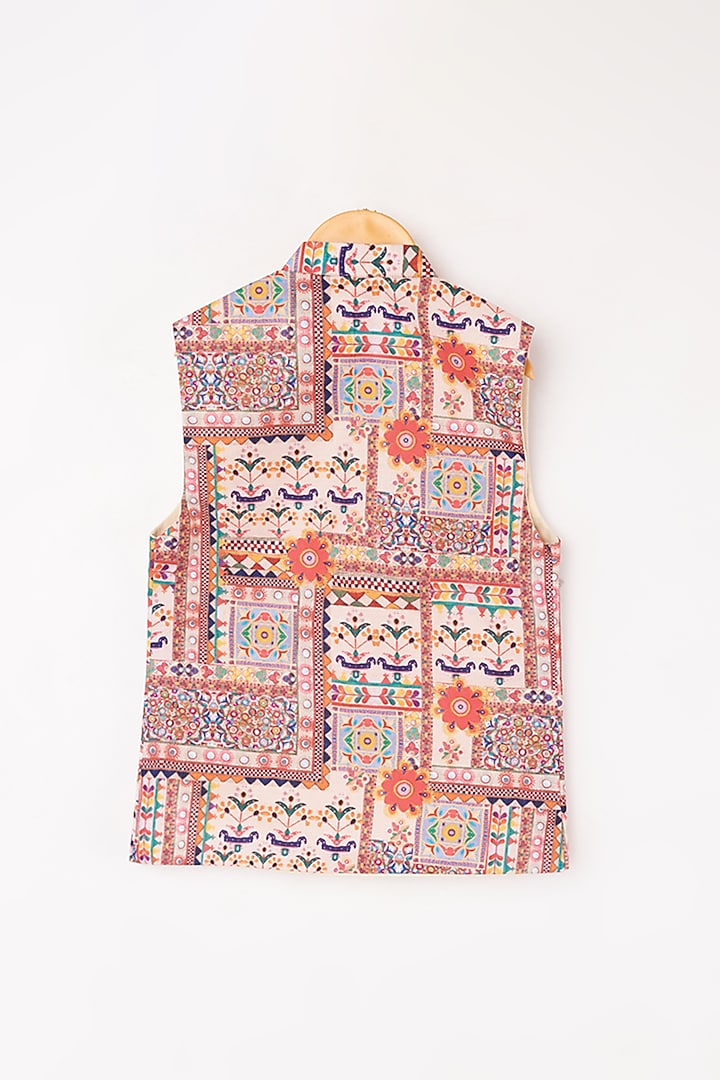 Burnt Orange Kurta Set With Multi-Color Jacket For Boys by Kirti Agarwal Pret n Couture at Pernia's Pop Up Shop